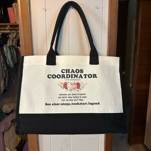 Black and cream Tote Bag